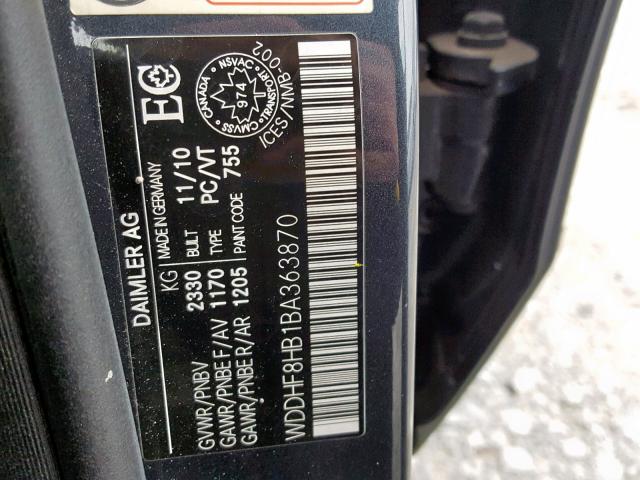 WDDHF8HB1BA363870 - 2011 MERCEDES-BENZ E 350 4MAT BLACK photo 10