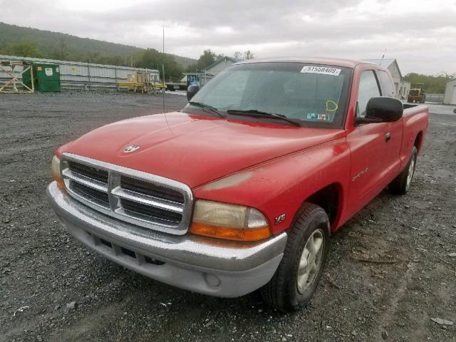 1B7GL23X4VS108420 - 1997 DODGE DAKOTA RED photo 2