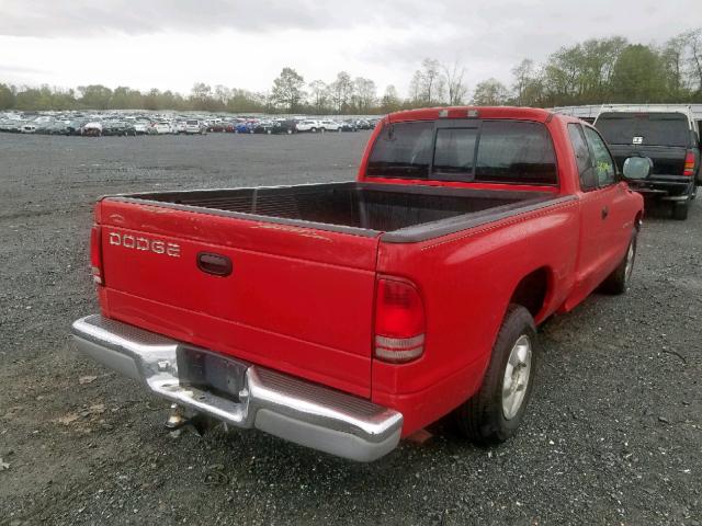 1B7GL23X4VS108420 - 1997 DODGE DAKOTA RED photo 4