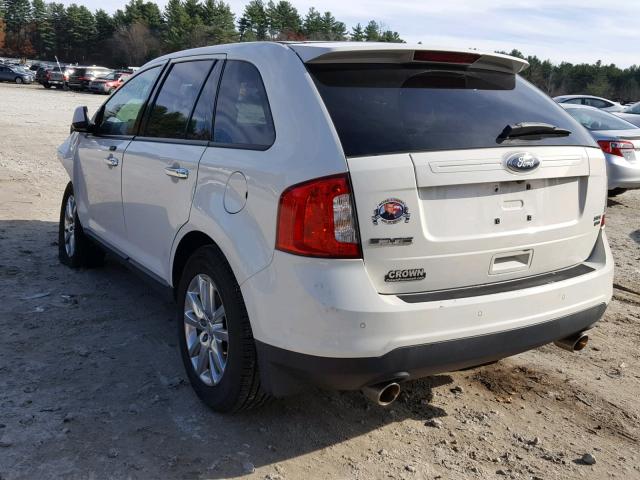 2FMDK4JC7BBA66148 - 2011 FORD EDGE SEL WHITE photo 3