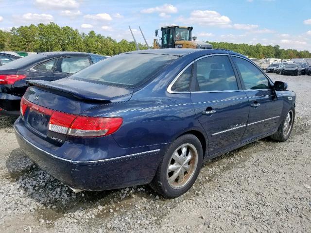 KMHFC46F96A084693 - 2006 HYUNDAI AZERA SE BLUE photo 4