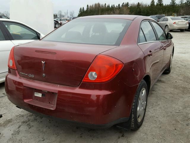 1G2ZF57B684291753 - 2008 PONTIAC G6 VALUE L RED photo 4