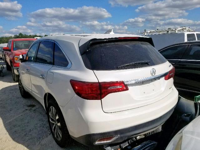 5FRYD4H41GB041396 - 2016 ACURA MDX TECHNO WHITE photo 3