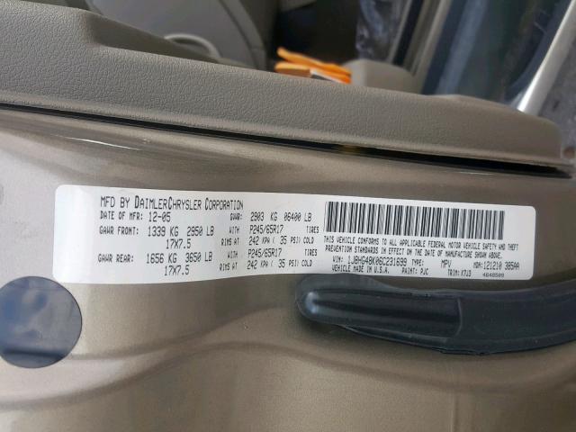 1J8HG48K06C231699 - 2006 JEEP COMMANDER ვერცხლისფერი ფოტო 10