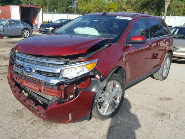 2FMDK3KC0DBB43597 - 2013 FORD EDGE LIMIT MAROON photo 2