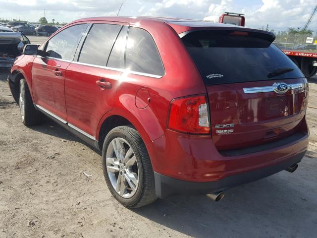 2FMDK3KC0DBB43597 - 2013 FORD EDGE LIMIT MAROON photo 3