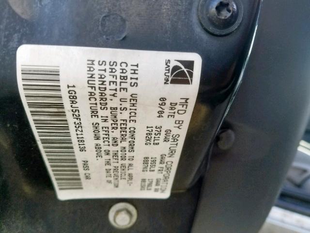 1G8AJ52F35Z118136 - 2005 SATURN ION LEVEL SILVER photo 10