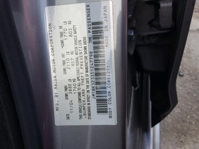 JM1BK323351247798 - 2005 MAZDA 3 S GRAY photo 10