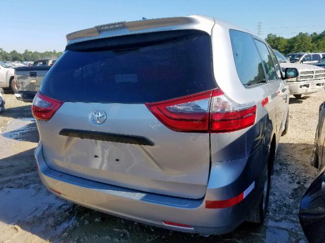 5TDZZ3DC4LS024032 - 2020 TOYOTA SIENNA L SILVER photo 4