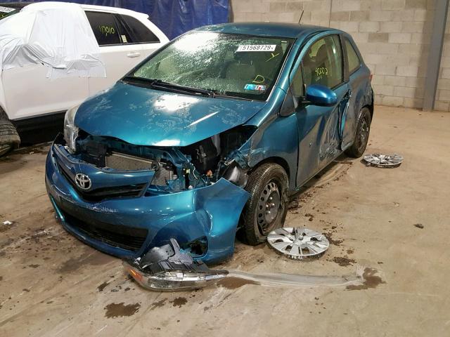 JTDJTUD35DD568962 - 2013 TOYOTA YARIS TEAL photo 2