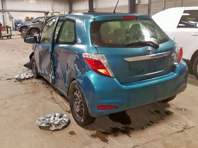 JTDJTUD35DD568962 - 2013 TOYOTA YARIS TEAL photo 3