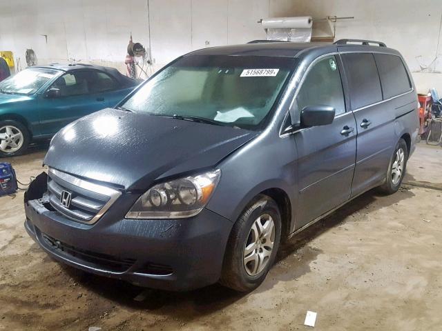 5FNRL38435B408895 - 2005 HONDA ODYSSEY EX BLUE photo 2