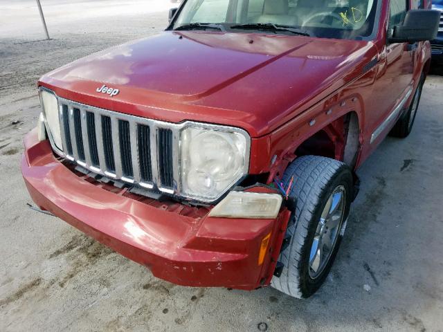 1J8GP58K09W543977 - 2009 JEEP LIBERTY LI RED photo 9