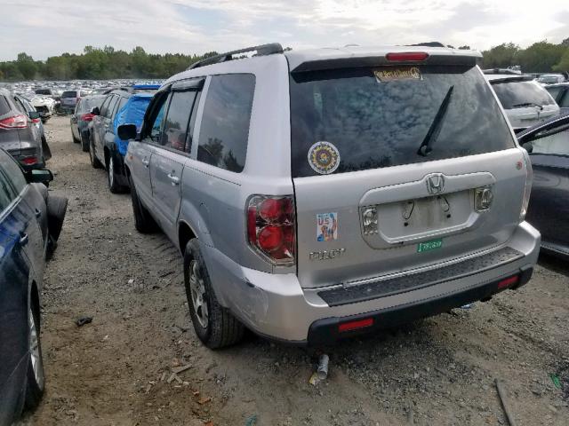 5FNYF28527B012773 - 2007 HONDA PILOT EXL SILVER photo 3