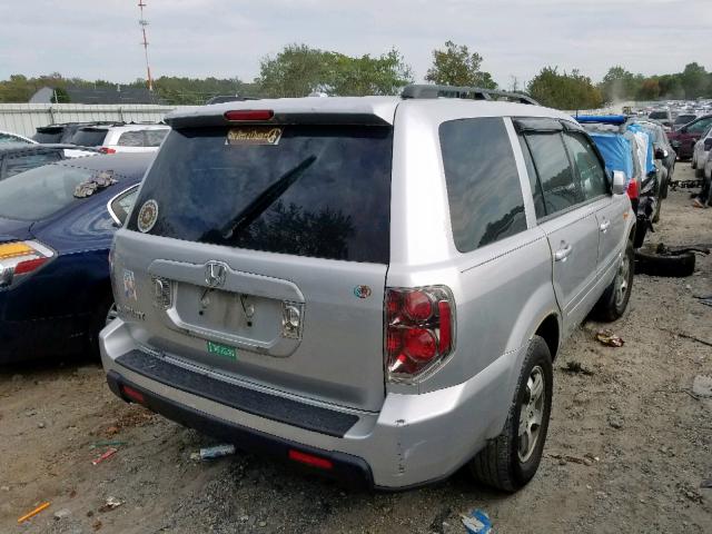 5FNYF28527B012773 - 2007 HONDA PILOT EXL SILVER photo 4