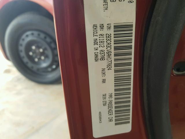 2B3CA3CV6AH177024 - 2010 DODGE CHARGER SX RED photo 10