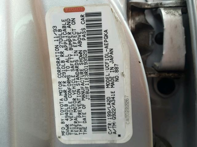 JT8UF11E3R0193529 - 1994 LEXUS LS 400 SILVER photo 10