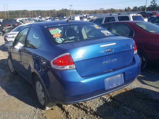 1FAHP32N78W142465 - 2008 FORD FOCUS S/SE BLUE photo 3