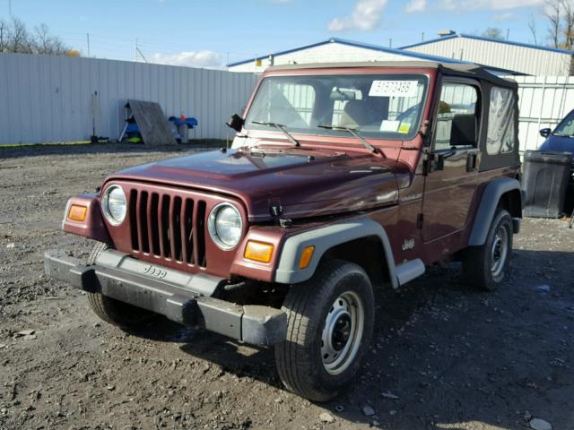 1J4FA29P32P734638 - 2002 JEEP WRANGLER / BURGUNDY photo 2