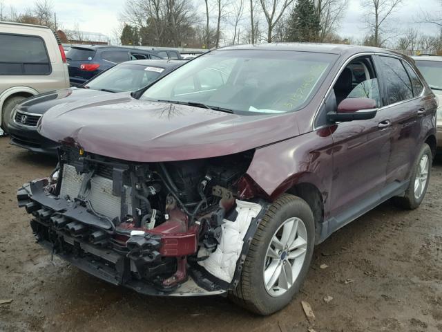 2FMPK4J85HBC21488 - 2017 FORD EDGE SEL MAROON photo 2