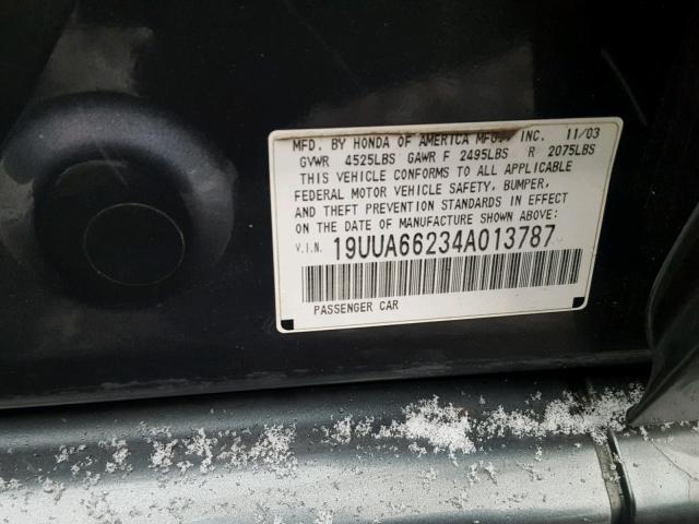 19UUA66234A013787 - 2004 ACURA TL GRAY photo 10