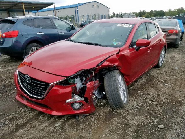 JM1BM1L39E1207724 - 2014 MAZDA 3 TOURING RED photo 2