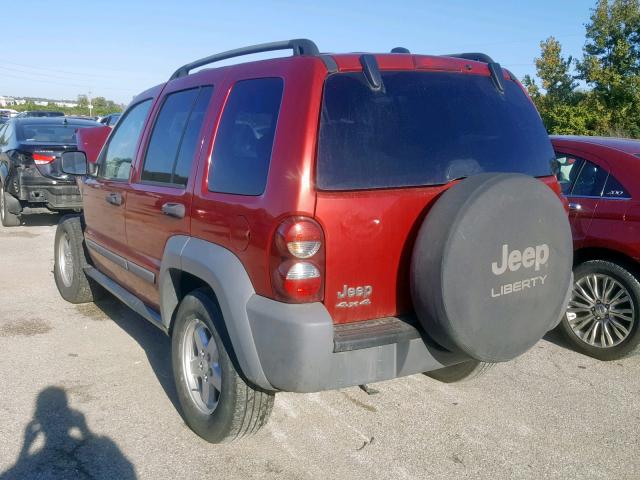 1J4GL48K35W645744 - 2005 JEEP LIBERTY SP RED photo 3