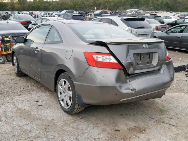 2HGFG12607H541943 - 2007 HONDA CIVIC LX GRAY photo 3