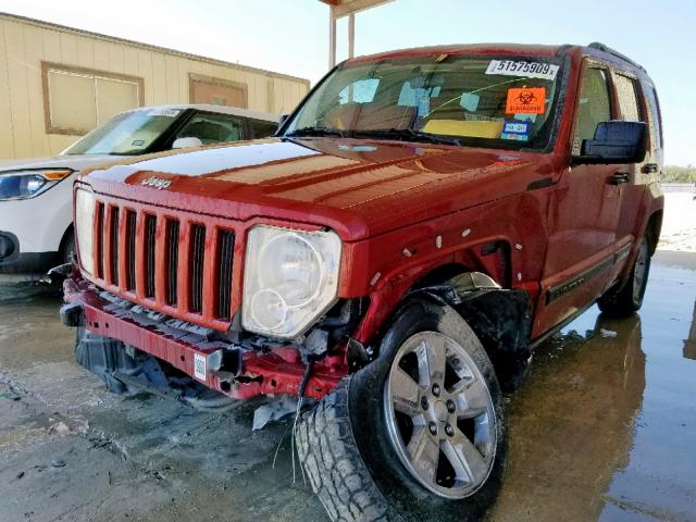 1J8GN28K49W540195 - 2009 JEEP LIBERTY SP RED photo 2