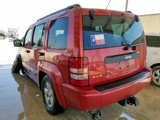 1J8GN28K49W540195 - 2009 JEEP LIBERTY SP RED photo 3