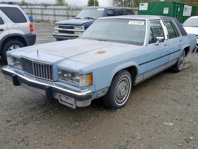 2MEBM75F8HX625860 - 1987 MERCURY GRAND MARQ BLUE photo 2