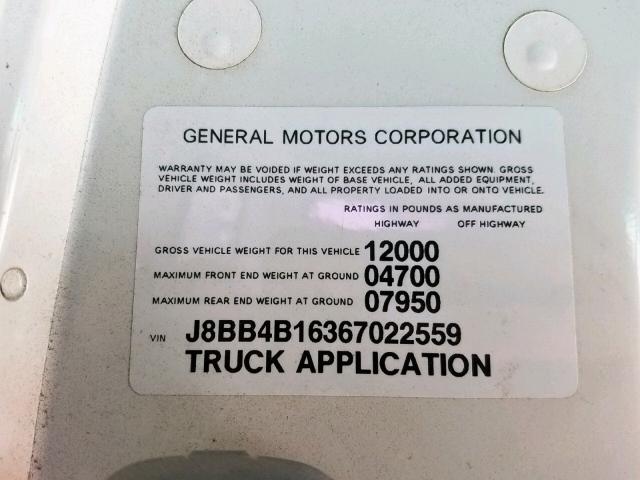 J8BB4B16367022559 - 2006 CHEVROLET TILT MASTE WHITE photo 10