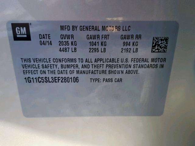 1G11C5SL3EF280106 - 2014 CHEVROLET MALIBU 1LT 金色 照片 10