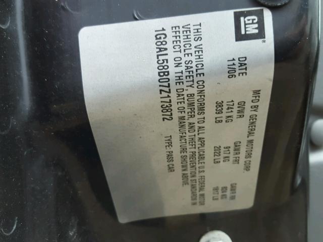 1G8AL58B07Z173872 - 2007 SATURN ION LEVEL SILVER photo 10