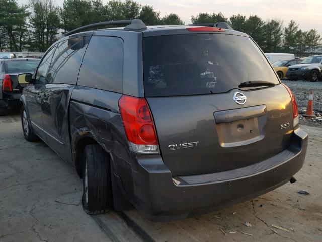 5N1BV28U76N123251 - 2006 NISSAN QUEST S GRAY photo 3