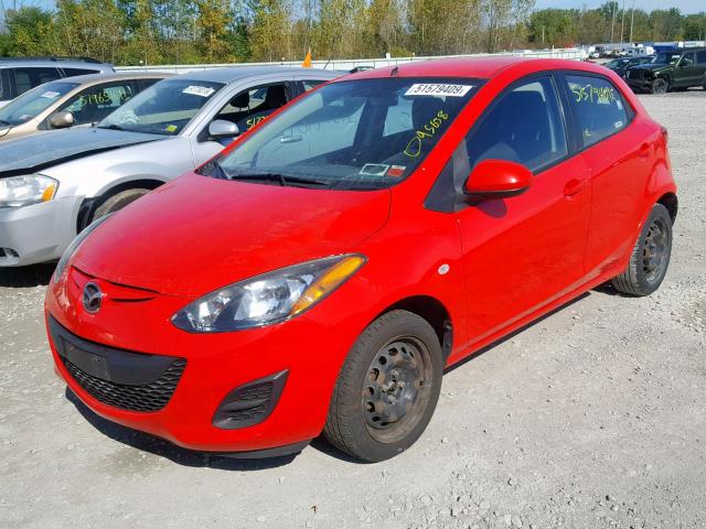 JM1DE1HZ8B0129599 - 2011 MAZDA MAZDA2 RED photo 2