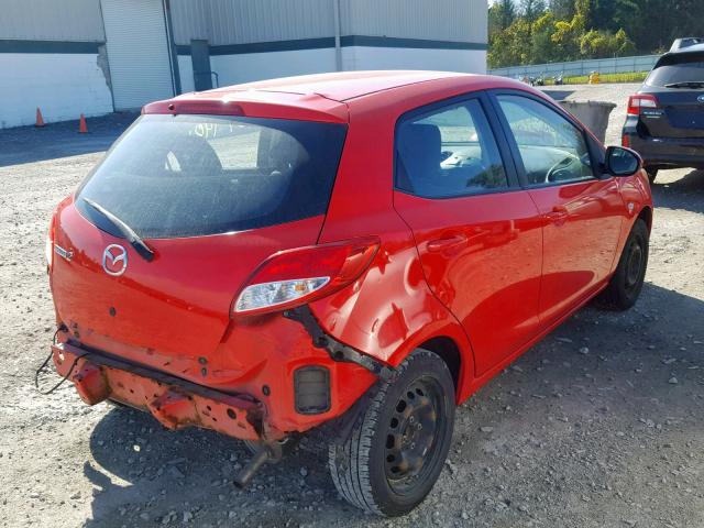 JM1DE1HZ8B0129599 - 2011 MAZDA MAZDA2 RED photo 4