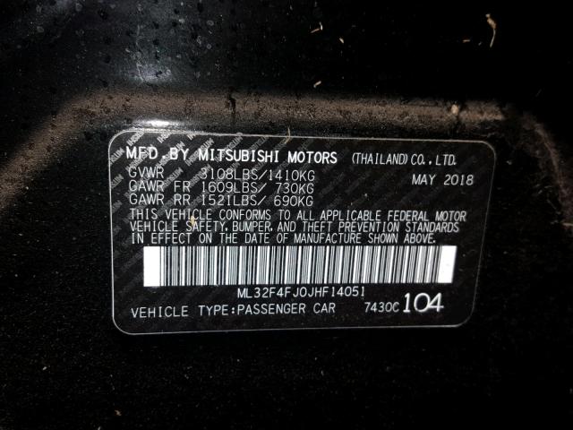 ML32F4FJ0JHF14051 - 2018 MITSUBISHI MIRAGE G4 BLACK photo 10