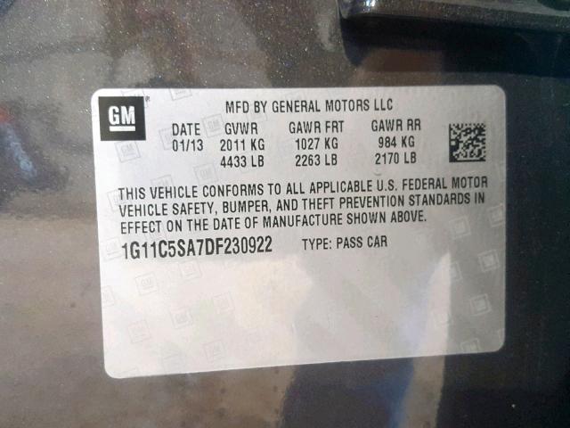 1G11C5SA7DF230922 - 2013 CHEVROLET MALIBU 1LT 石墨色 照片 10