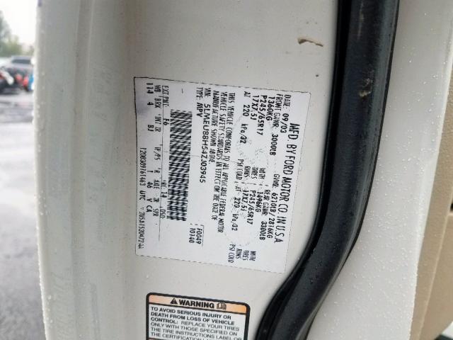 5LMEU88H54ZJ03945 - 2004 LINCOLN AVIATOR 白色 照片 10