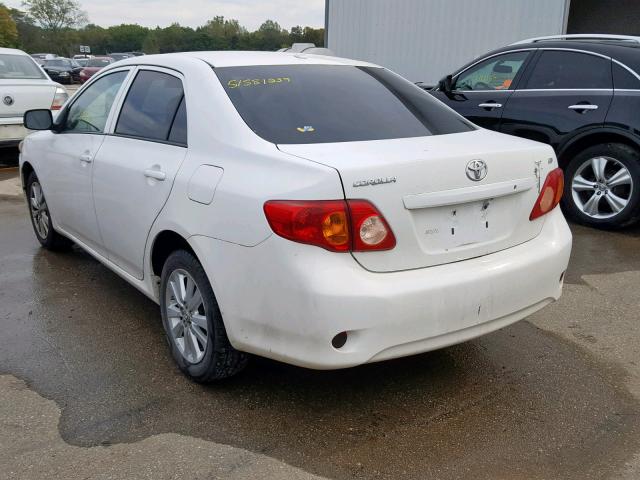 1NXBU40E79Z046376 - 2009 TOYOTA COROLLA BA WHITE photo 3