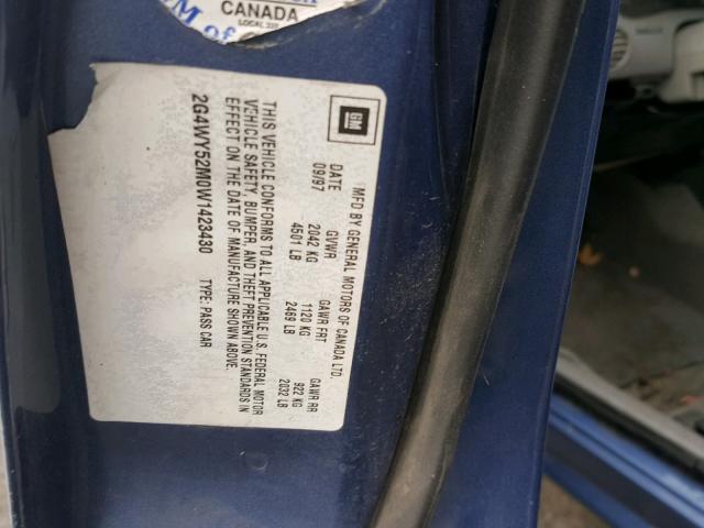 2G4WY52M0W1423430 - 1998 BUICK CENTURY LI BLUE photo 10