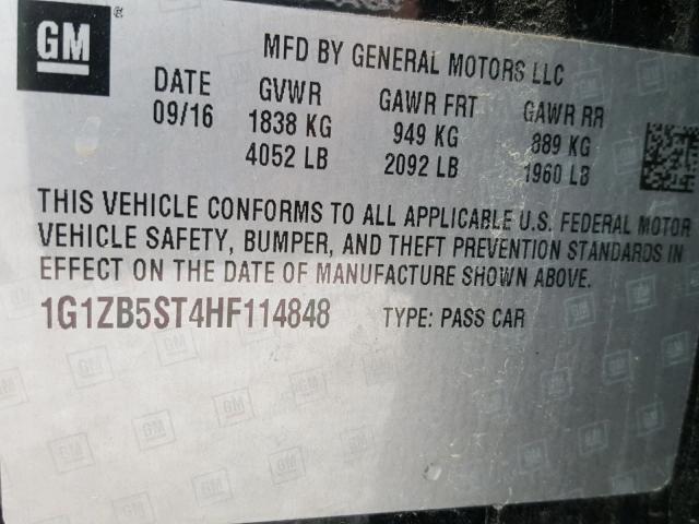 1G1ZB5ST4HF114848 - 2017 CHEVROLET MALIBU LS 黑色 照片 10