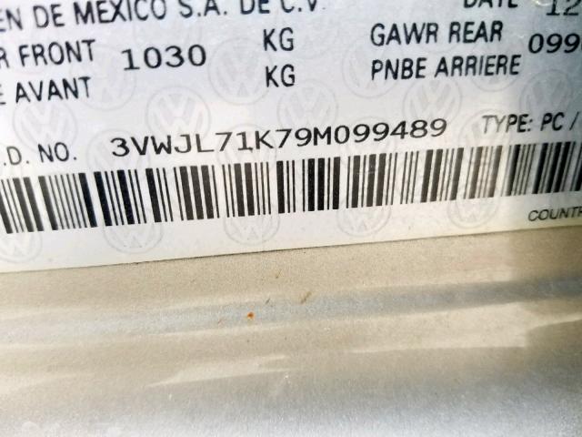 3VWJL71K79M099489 - 2009 VOLKSWAGEN JETTA TDI BEIGE photo 10