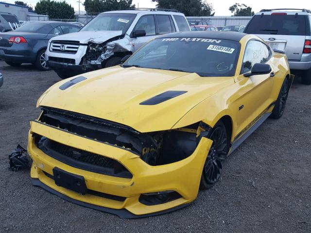 1FA6P8CF0F5359001 - 2015 FORD MUSTANG GT YELLOW photo 2