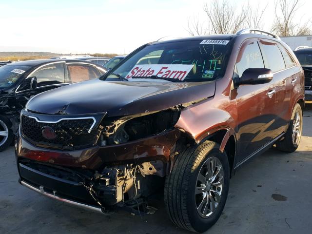 5XYKW4A25BG127046 - 2011 KIA SORENTO SX MAROON photo 2