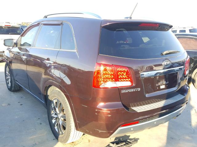 5XYKW4A25BG127046 - 2011 KIA SORENTO SX MAROON photo 3