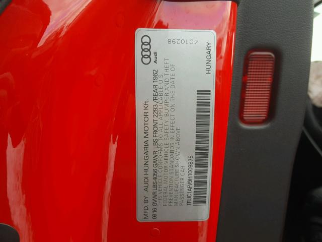 TRUC1AFV9H1009875 - 2017 AUDI TTS RED photo 10