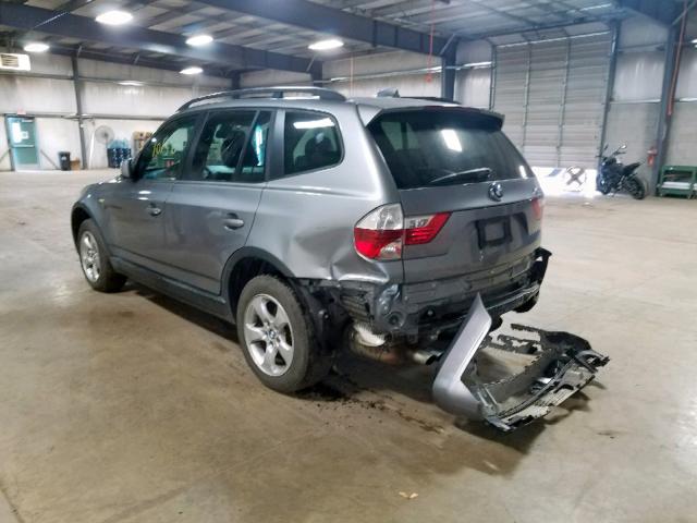 WBXPC93467WF26378 - 2007 BMW X3 3.0SI GRAY photo 3