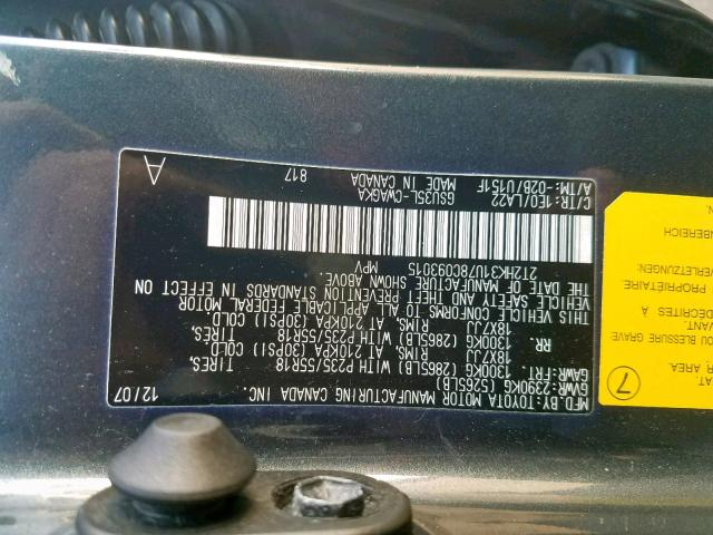 2T2HK31U78C093015 - 2008 LEXUS RX 350 GRAY photo 10